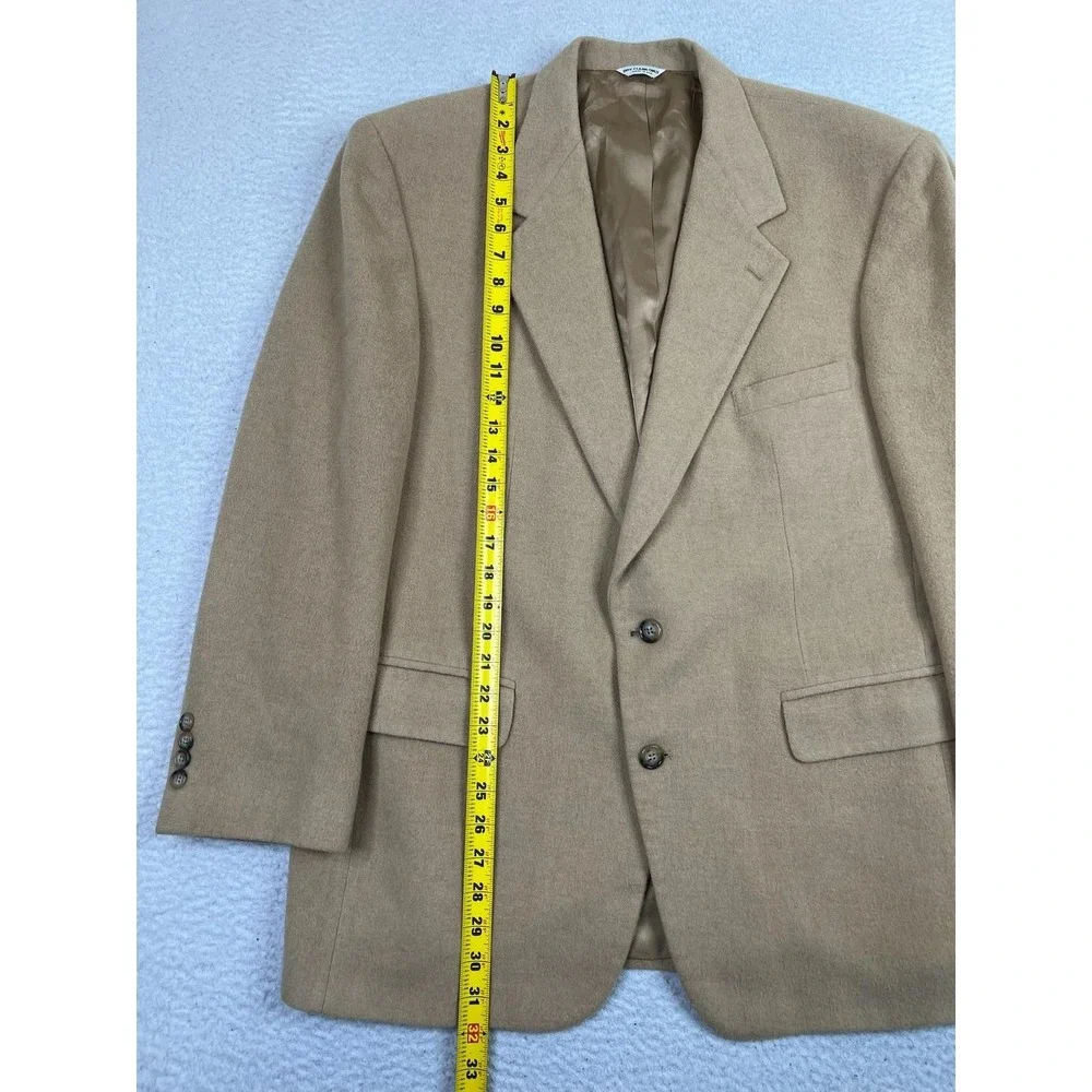 Bill Blass Blazer Mens 46R Camel Hair Tan Sport Coat Classic Two Button Made USA